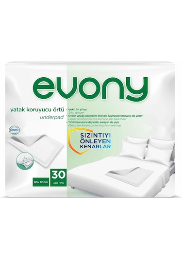 Evony Hasta Yatak Koruyucu Örtü 90 x 60 CM 30 Adet
