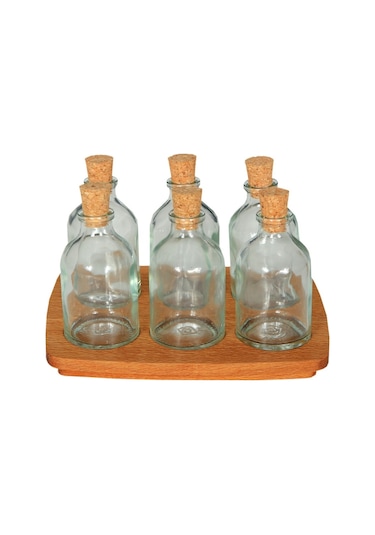 Masa Üstü Tezgah Üstü Mini Baharatlık Seti Takımı 7 Parça Şeffaf