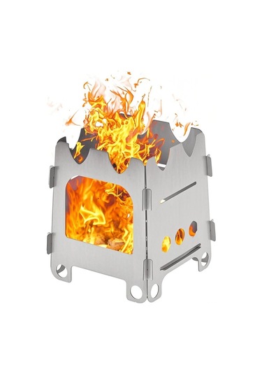 Wezone Katlanır Hafif Titanyum Kamp Ocağı - Doğa Yürüyüşü Ve Balıkçılık İçin Taşınabilir Gümüş