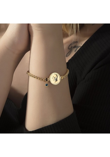 Ata Yarımlı Gözlü Altın Bileklik Güverse Zincir
