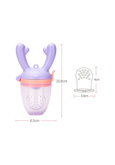 Sones Bebek Emziği Meyve Sebze Yardımcı Besleyici Sevimli Geyik Meyve Isırık Kese Diş Kaşıyıcı, Renk: Mor