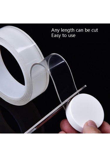 Sones 1x30x3000mm Şeffaf Çift Taraflı Yapışkan Nanotik Bant Suyla Yıkanabilen İz Bırakmayan Bant