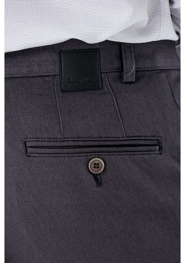 Koyu Antrasit Desenli Armürlü Pamuklu Yan Cepli Slim Fit Dar Kesim Casual Pantolon 1003235120-koyu Antrasit Koyu Antrasit