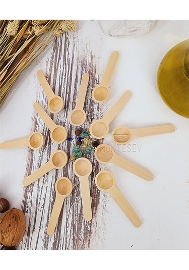 Ahşap Tahta Baharat Şeker Kahve Reçel Kaşığı 12 Li K.