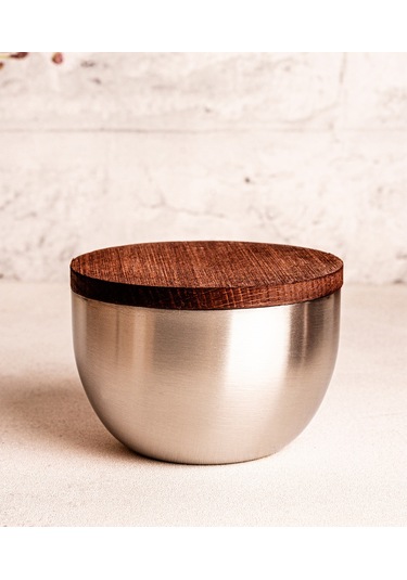 Steel&More Bambu Kapak Çelik Çerezlik 7 Parça Sızdırmaz Saklama Kabı 9cm Gri