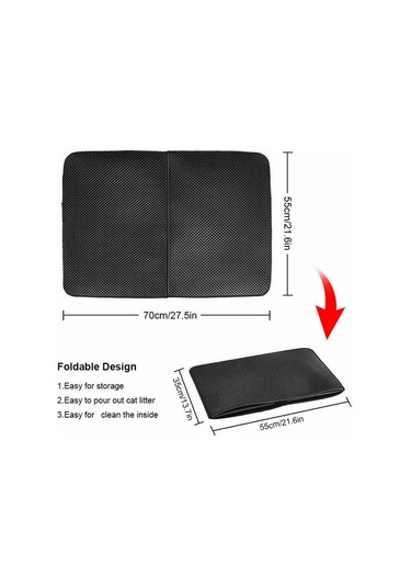 Geekyou Kedi Kumu Matı, Eva Materyal, İki Katlı Balık Hücresi Desenli, Su Geçirmez, Kaymaz Arka Yüzeyli, Kedi Kumu Toplayıcı Ve İzleri Önleyici