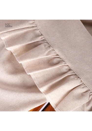 Dnc Home Tekstil Ndchome Fırfırlı Bej Keten Runner Masa Örtüsü Bej