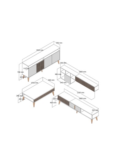 Variant Milan 3'Lü Salon Takımı - Ceviz - Antrasit