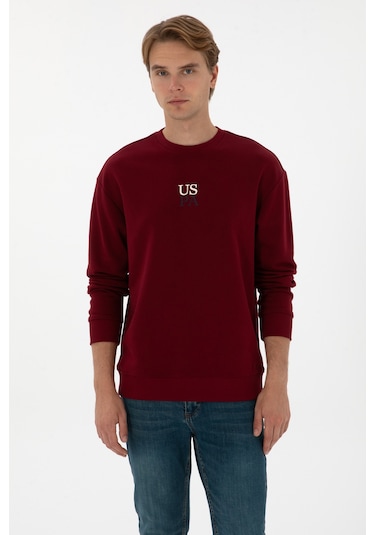 U.S. Polo Assn. Erkek Comfort Fit Bisiklet Yaka Bordo Basic Sweatshirt 50313760-VR014 U.S. Polo Assn. Erkek Comfort Fit Bisiklet Yaka Bordo Basic Sweatshirt 50313760-VR014