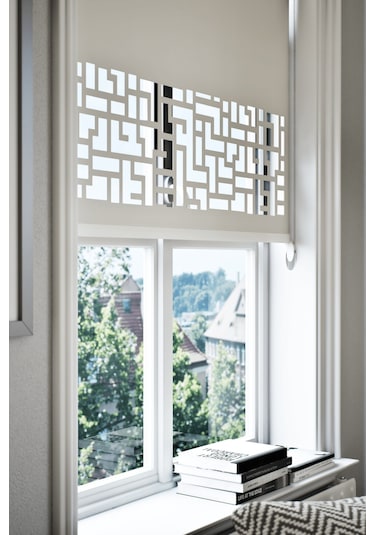 Lazer Kesim Mat Stor Perde, Lazer Kesimli Klasik Serisi, C-3002 Ekru Renk Ekru