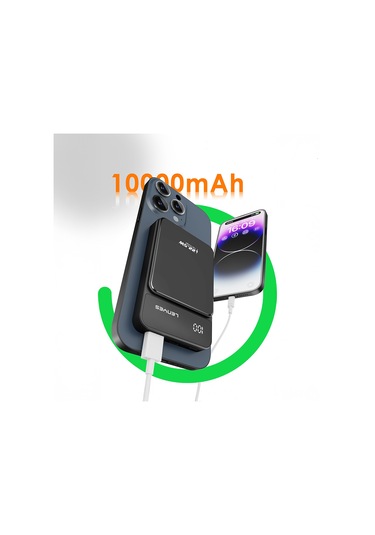 Lenyes Pw126d Dijital Led Ekranlı Kablosuz Şarj Özellikli Powerbank 22.5w 10.000mah Siyah