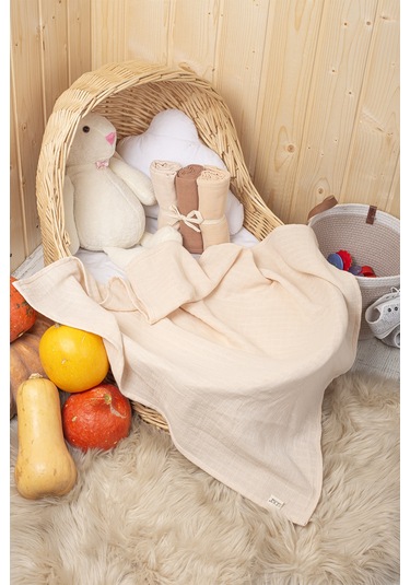 Kahverengi Ekru Bej Renkli Pamuk 3lü Çok Amaçlı Çok Renkli