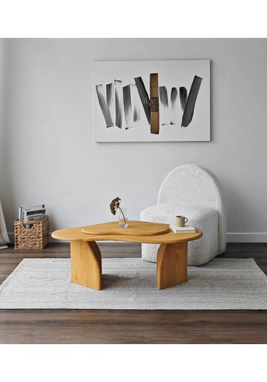 Meltedi Masif Ağaç Tasarım Orta Sehpa 96 X 65cm Teak