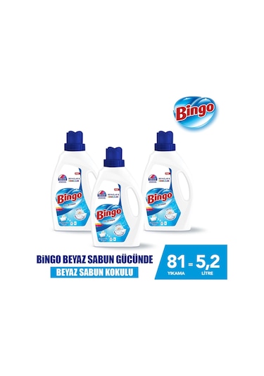Bingo Beyaz Sabun Sıvı Çamaşır Deterjanı 3 x 1755 ML