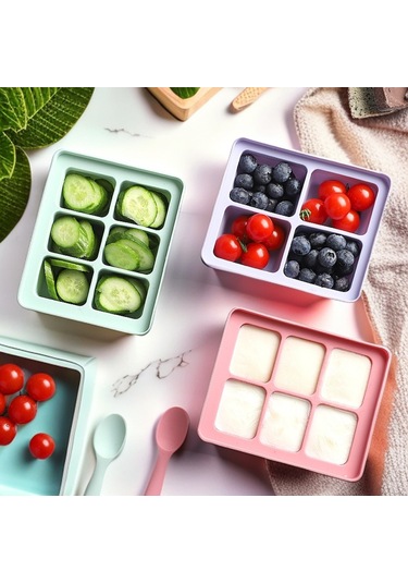 Ximistore9 Büyük Boy Silikon Bebek Yemek Mutfak Kutusu - Buzağı Molds, Pişirme & Muhafaza, Kapaklı, Kolay Çıkarma Pembe + Mor + Yeşil Pembe - Mor - Yeşil