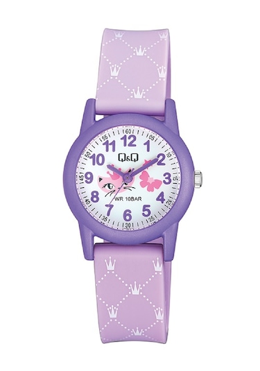 Q&q Qcg9914 Lila Mor Kraliçe Kedi Su Geçirmez Kız Çocuk Kol Saati