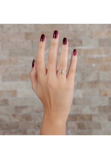 Zirkon Taşlı Kalbimin Kilidi Tasarım Gold Renk 925 Ayar Gümüş Bayan Yüzük Beyaz