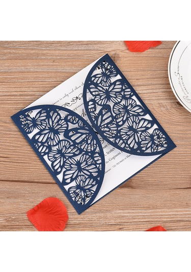 Yaozixa 10'lu Perl Kağıt Davetiye Seti Kabuğu + İç Kart - Gül Desenli, Düğün/doğum Günü/toplantı, Mavi, Zengin Ve Şık, D0100