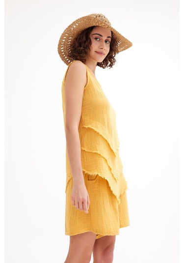 Pamuk Müslin Üçgen Bluz - Şık Ve Rahat Yaz Tasarımı Sari