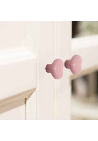 Singree "pembe Seramik Kalp Şekilli Çekmece Kolu - 6 Adet, Mobilya Ve Dolap Dekorasyonu İçin"