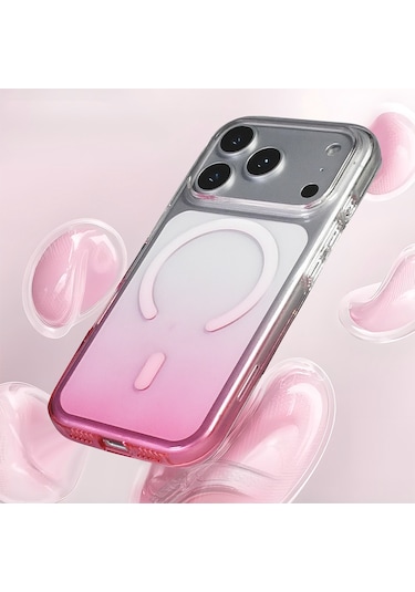 Apple Uyumlu iPhone 17 Pro Max Kılıf M-safe Şarj Özellikli Septik Silikon Kılıf Pembe