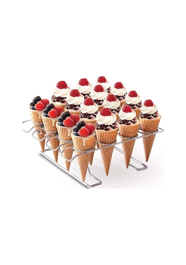 Cbtx Oasıswj Pişirme Araçları Fırın Pasta Net Koni Kabuk Rafı Dondurma Depolama Rafı Katlanabilir 16 Delik