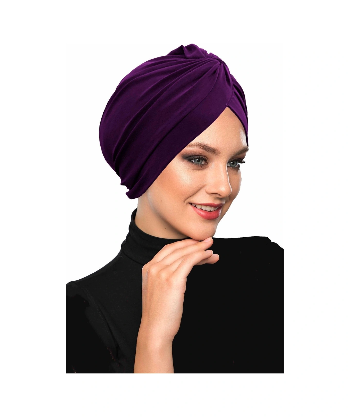 Çapraz Kancalı Mor Hazır Türban Tesettür Dış Ve Havuz Bonesi Mor