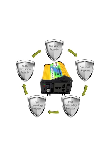 Sones Legend I Nesil Dc12v'den Ac220v 3000w Araç Güç Çeviricisine Sarı