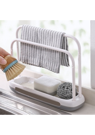 Yystore Mutfak Çift Depolama Depolama Rafı Çok Amaçlı Temizlik Bezi Kolye Bej - Sarı