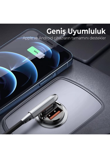 Bix Bxccp45w 45w Type-c Usb-a Çift Çıkışlı Metal Araç Şarj Cihazı