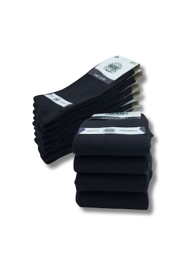 Hitit Socks Düz Erkek Soket Çorap 12 Çift Siyah