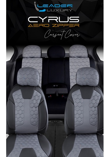 Hyundai Accent Era Uyumlu Deri Detaylı Oto Koltuk Kılıfı Ön Arka Takım Cyrus Füme