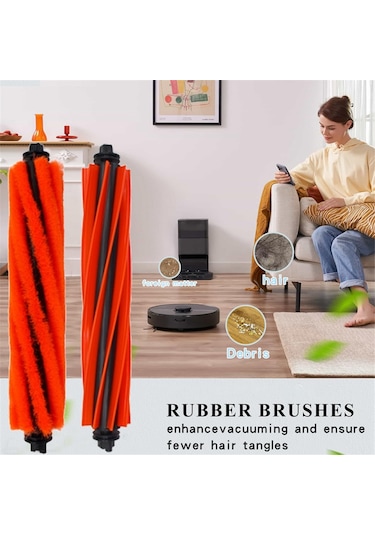 Sointeresting Roborock Roborock S8 S8+ S8 Pro Ultra S8 Plus Robot Süpürge Parçaları İçin 12 Adet Çift Ana Yan Fırça Hepa Filtresi