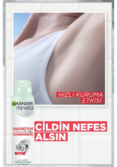 Garnier Mineral Magnezyum Ultra Kuru Kadın Sprey Deodorant 3 x 150 ML
