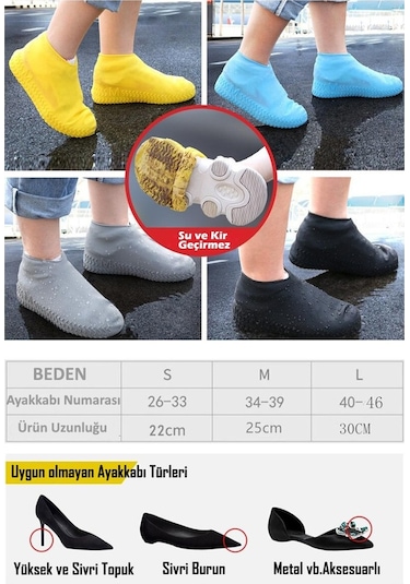Trendpoint Silikon Yağmur Koruyucu Ayakkabı Kılıfı Kaymaz Su Kir