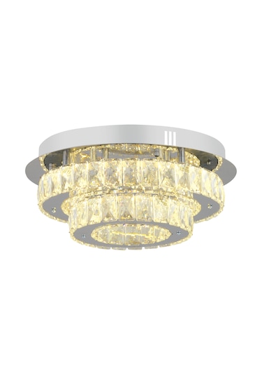 Ardenia 2 Katlı Krom Kristalli Ledli Modern Salon Led Avize