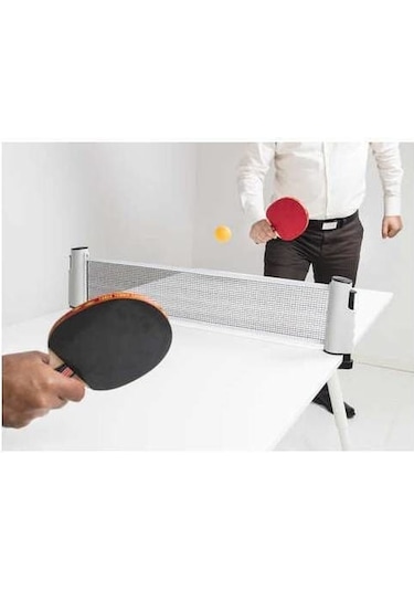 Portatif Masa Tenisi Filesi Tüm Masalara Uyumlu + 2 Raket + 3 Top Çok Renkli
