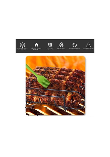 Kosona Metalik Izgara File Sıcak Tutucu, 25.7x30.7x7.7cm, 407g, Barbekü Steak Rafı Çok Renkli