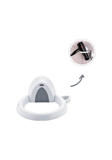 Plastik Saç Kurutucu - Fön Makine Askısı Yapışkanlı - Duvara Mont Ahşap - Siyah