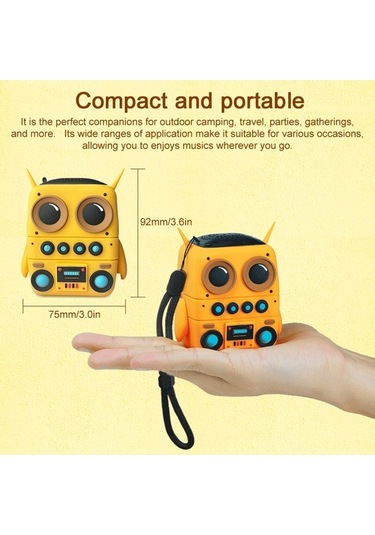 Fortunelane Sarı Ip65 Su Geçirmez Dışarıda Kullanım Bluetooth Hoparlör, Uzun Pil Süresi, Fm Radyo Ve Tf Kart Destekli, Taşınabil