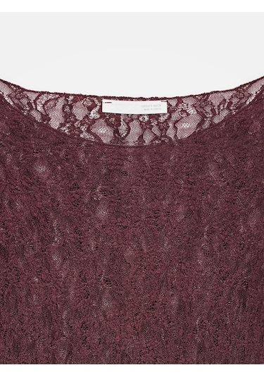 Dilvin 32764 Kayık Yaka Dantel Top-bordo