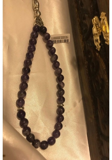 Ametist Tespih Doğal Taş Tesbih Gümüş İmameli Ahşap Kutulu Çok Renkli