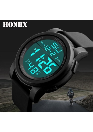 Yingfu Siyah Lüks Erkekler Analog Dijital Askeri Spor Led Kol Saati Siyah