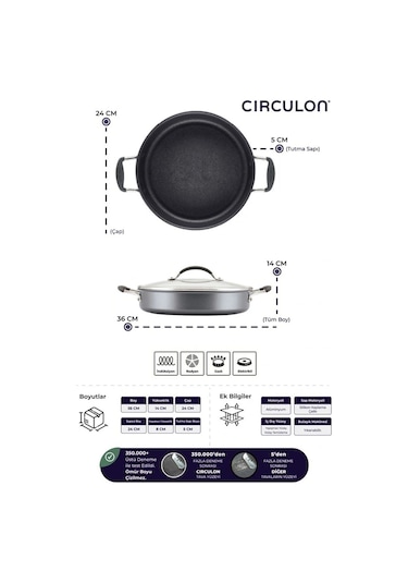 Circulon 24 8 Cm Kapaklı Sığ Tencere Çok Renkli