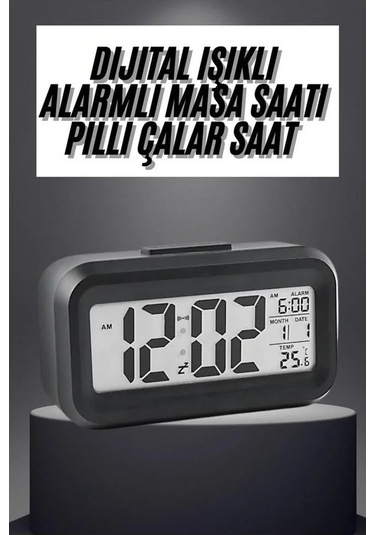 Masaüstü Saat Takvim Termometre Beyaz Siyah 5570