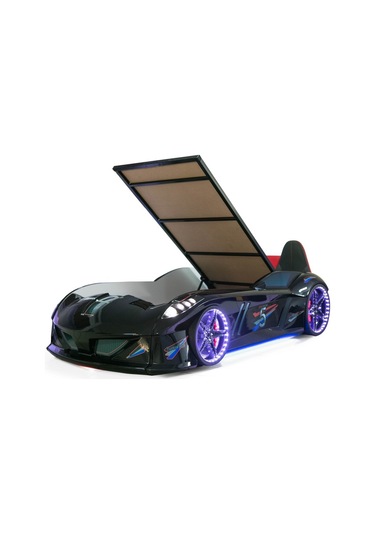 Arabalı Yatak - Jaguar Bazalı Arabalı Yatak Full Ledli Koltuklu Siyah