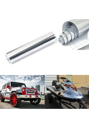 Krom Nikelaj Parlak Yapışkanlı Araç Aksesuar Folyosu 50cmx122