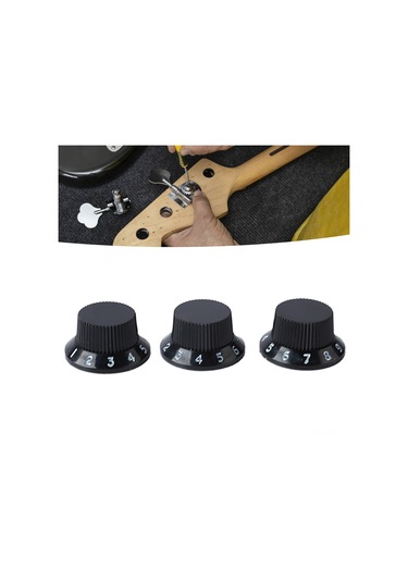 Hfambition 3'lü Siyah Altın Yazılı Plastik Gitar/bas Potansiyometre Kapağı - Ses Ve Ton Kontrol Devresi Yer Değiştirme Parçası