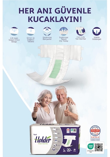 Holder Yetişkin Hasta Bezi Orta Boy Medium 30 X 2 Adet Diğer