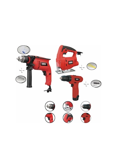 Attlas Eco Li Trio 500W Matkap + 400W Dekupaj + 12V Li-Ion Vidalama 3’lü Set - A0602025